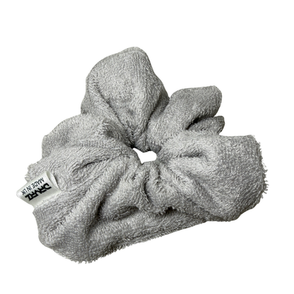 Bamboo Towelling Hair Scrunchie - Silver
